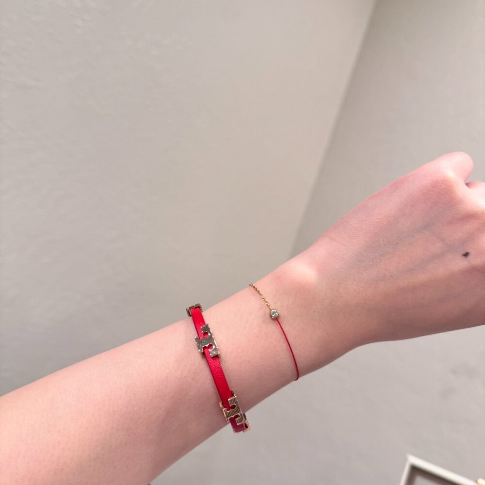 Tory Burch Leather Bracelet, Red/Gold